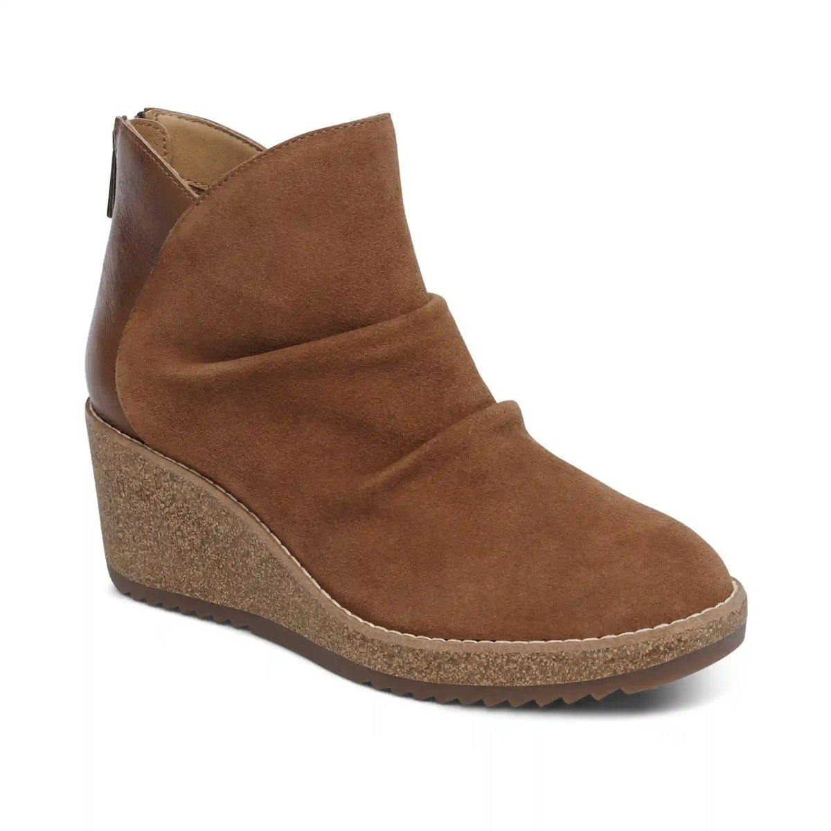 Kara Ankle Wedge Boot - Cognac