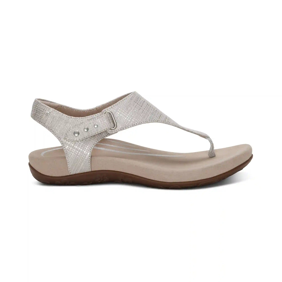 Ellie Adjustable Quarter Strap Thong Sandal - Grey