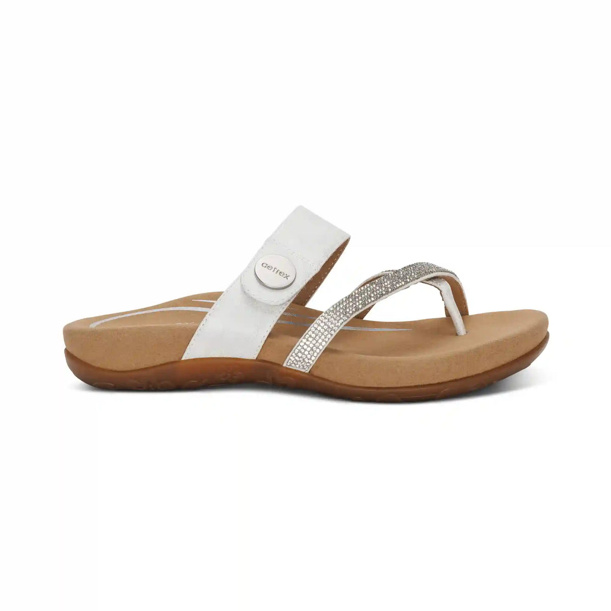 Izzy Adjustable Slide Sandal - White Sparkle