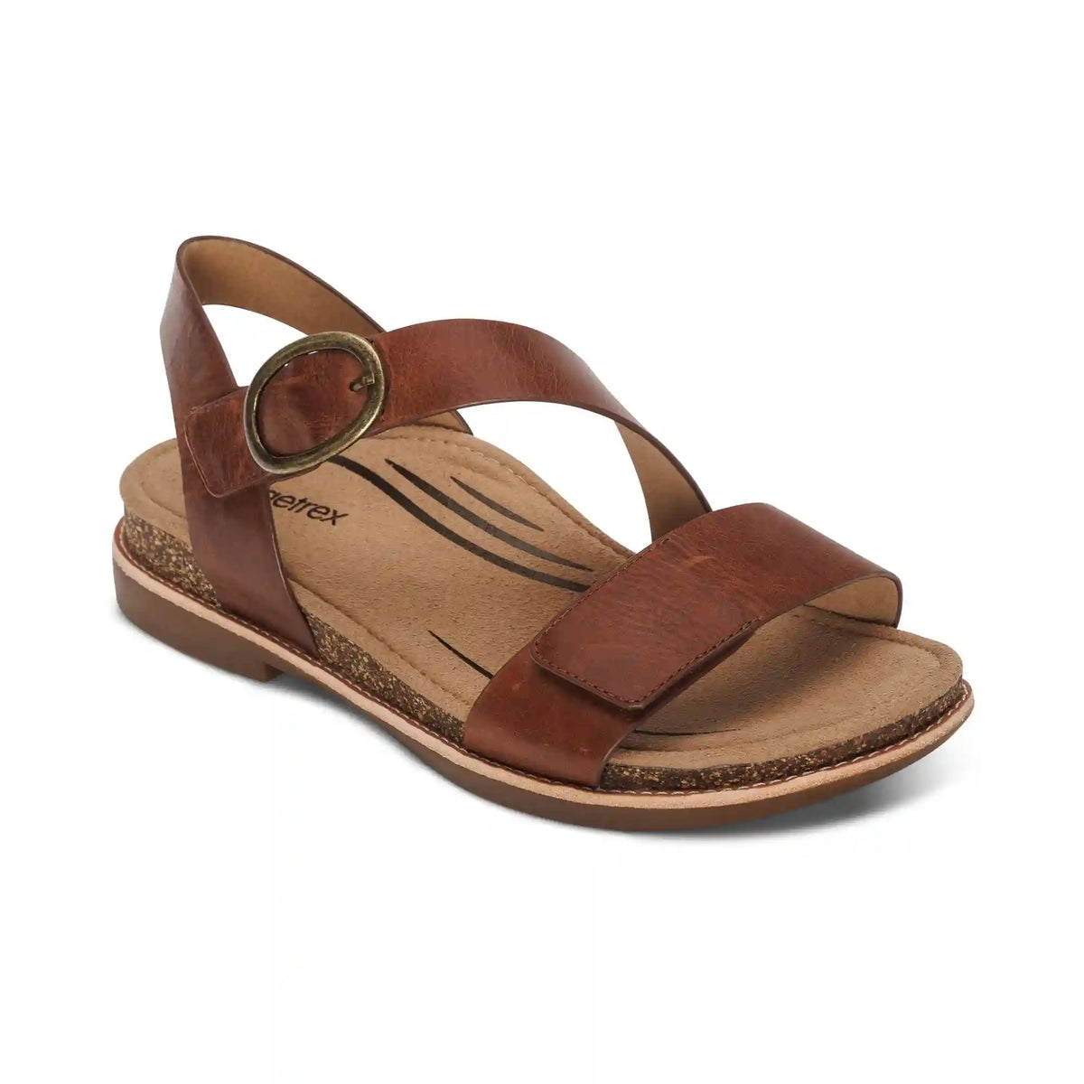 Tamara Asymmetrical Quarter Strap Sandal - Walnut