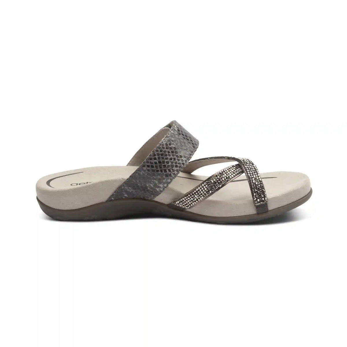 Izzy Adjustable Slide Sandal - Pewter Sparkle