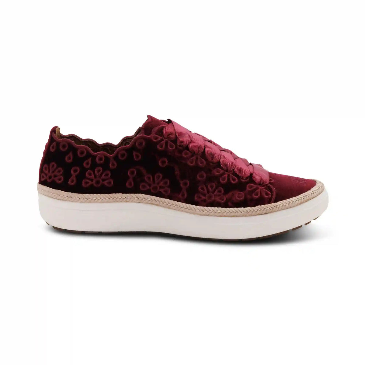 Charlotte Lace-Up Sneaker - Burgundy Velvet